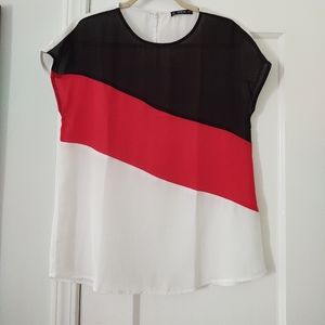 🛍️*4/$25 Sz S red black white sheer Shein top